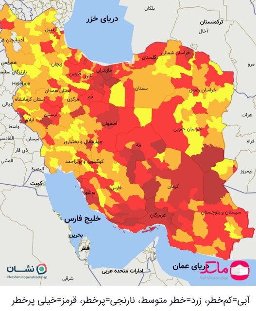 کرونای هندی در حال اوج‌گیری در کشور / ۱۶۹ شهرستان در وضعیت قرمز