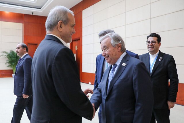 پزشکیان: ایران به دنبال حل مسئله هستهای از راههای دیپلماتیک است/ گوترش: متقاعد شدهام که هدف ایران ساخت سلاح هستهای نیست پزشکیان: ایران به دنبال حل مسئله هستهای از راههای دیپلماتیک است/ گوترش: متقاعد شدهام که هدف ایران ساخت سلاح هستهای نیست