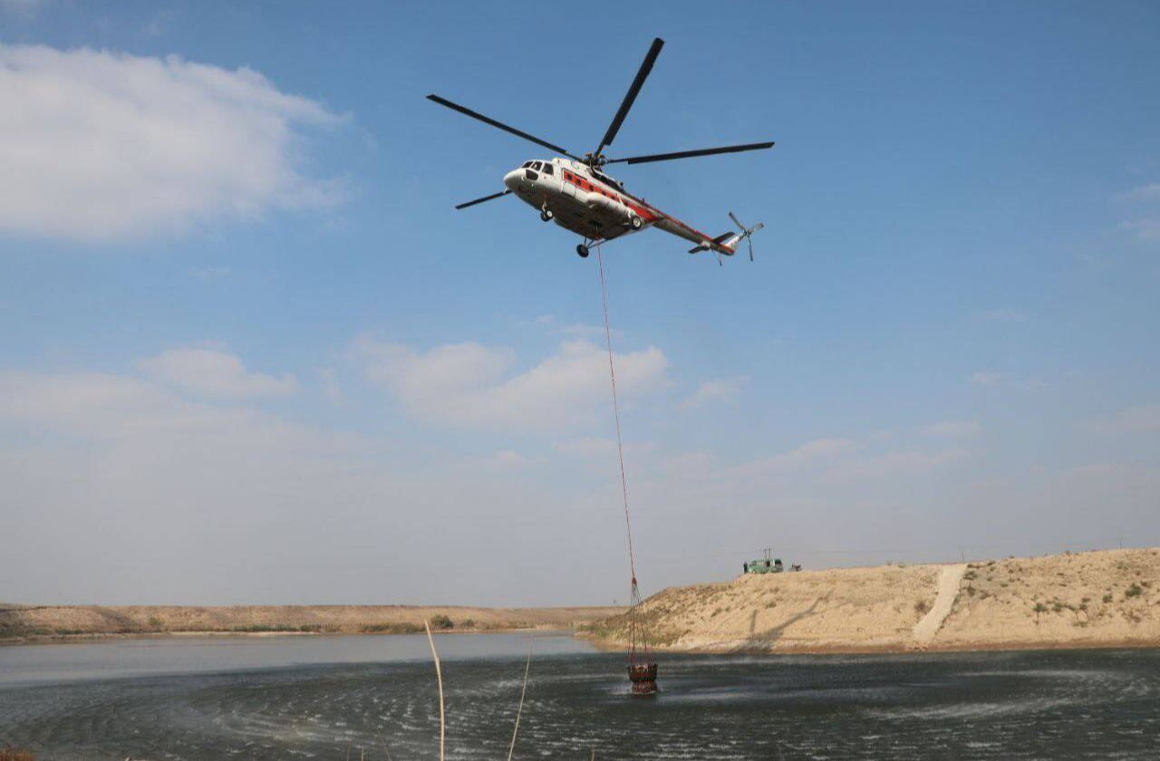 انجام ۶ سورت پروازی بالگرد هلال‌احمر برای اطفای حریق جنگل توسکستان گرگان