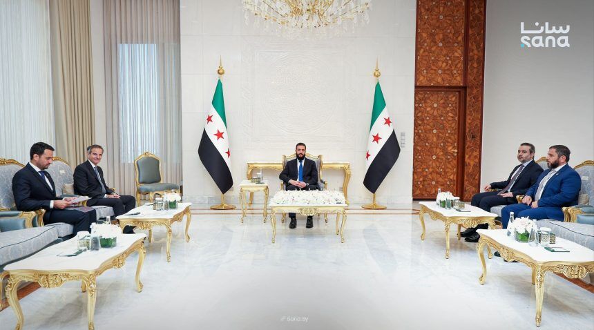 دیدار رئیس دولت موقت سوریه و گروسی در دمشق